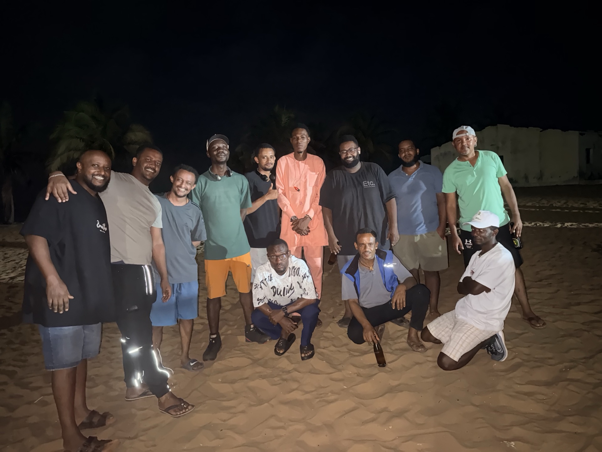 N5 team gathered on the beach at night