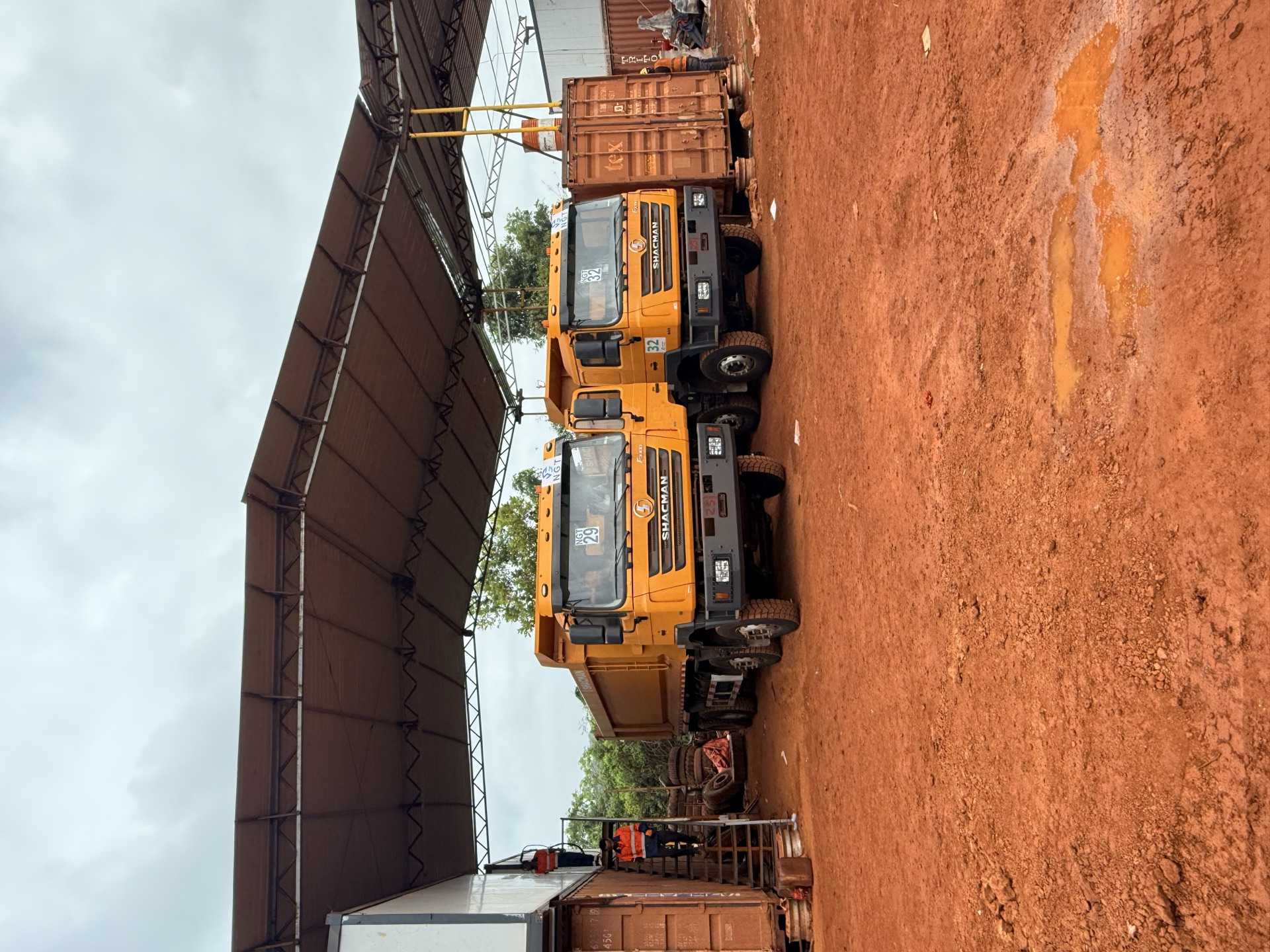 N5 Global Trading fleet of dump trucks lined up on site